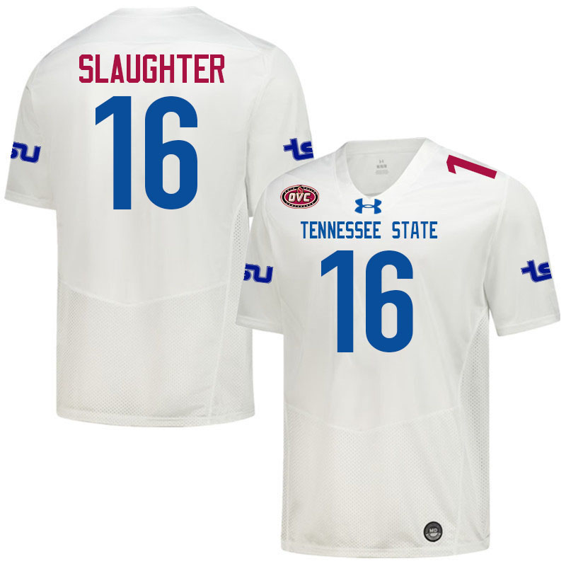 Tennessee State Tigers #16 Devaughn Slaughter College Football Jerseys,Uniforms-White